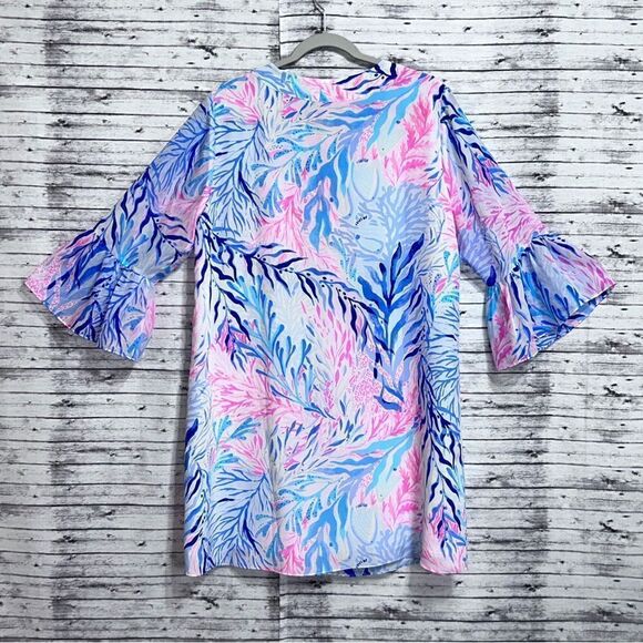 Lilly Pulitzer Eleanora Silk Dress Kaleidoscope Coral - Picture 2 of 10